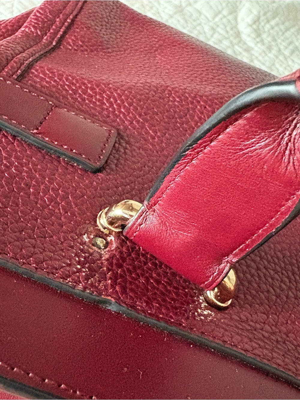 Coach swagger crossbody red gold large leather purse please read broken handle - Picture 10 of 11